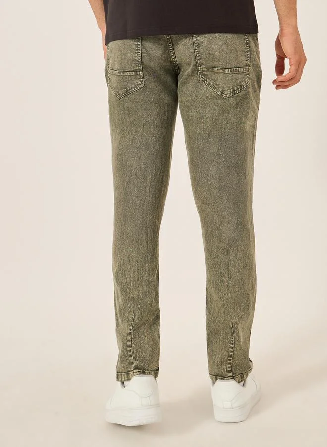 Styli Overdyed Slim Fit Jeans with Stretch