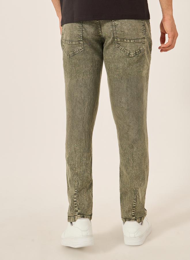Styli Overdyed Slim Fit Jeans with Stretch  - Image 4