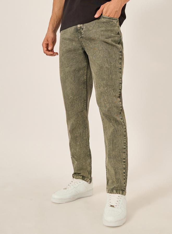 Styli Overdyed Slim Fit Jeans with Stretch  - Image 1