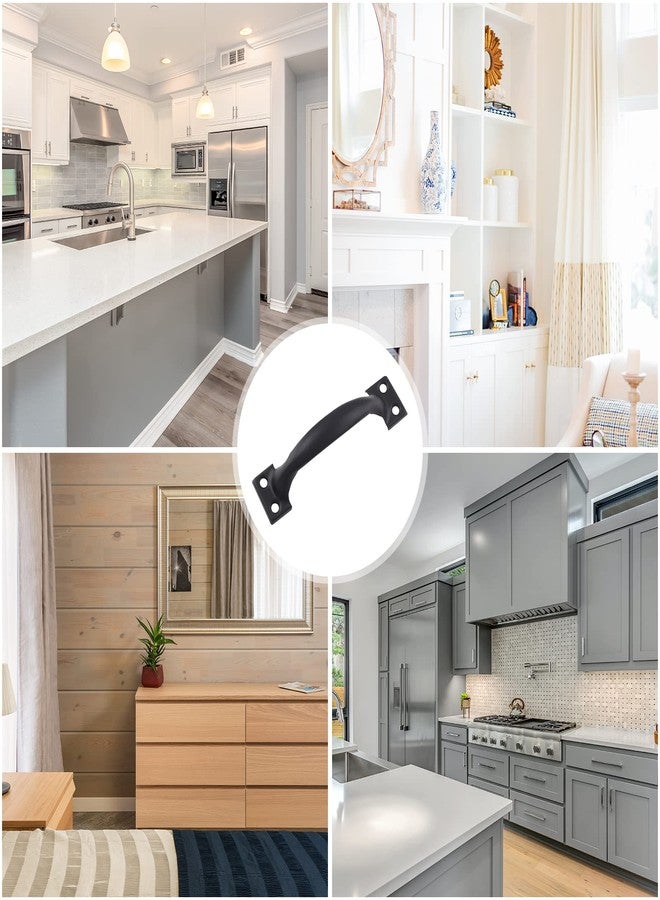 Bivethoi 4pcs 4 Inch Vintage Barn Door Pulls Utility Cabinet Handles, Screw in Drawer Pulls Black Gate Handles, Metal Garage Door Handles Outdoor Kitchen Hardware for Wooden Fence Cupboard Dresser - Image 5