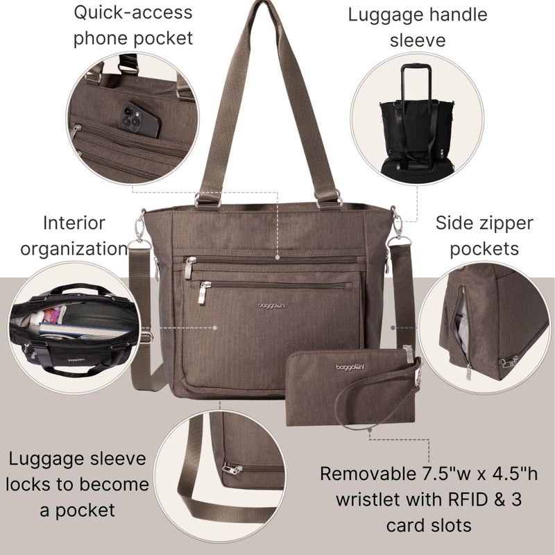 Baggallini Modern Everyday Shopper Tote - 15.3" x11.6â€ Tote Bag for Women - Lightweight Work Travel Carry On Bag - Image 2