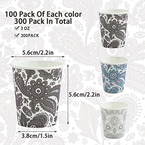 Clawsoff [300 Pack] 3 oz Disposable Paper Cups, Small Mouthwash 3 OZ Mini Bathroom Cups 3 Ounce for Supermarket, Birthday Party, Travel, Events, Picnic, BBQ (Paisley) - Image 2