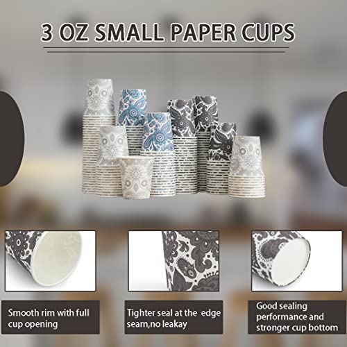 Clawsoff [300 Pack] 3 oz Disposable Paper Cups, Small Mouthwash 3 OZ Mini Bathroom Cups 3 Ounce for Supermarket, Birthday Party, Travel, Events, Picnic, BBQ (Paisley) - Image 3