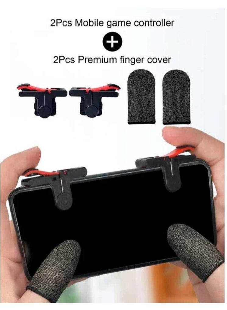 Mobile game controller finger cap with 2pcs trigger controller - Image 1