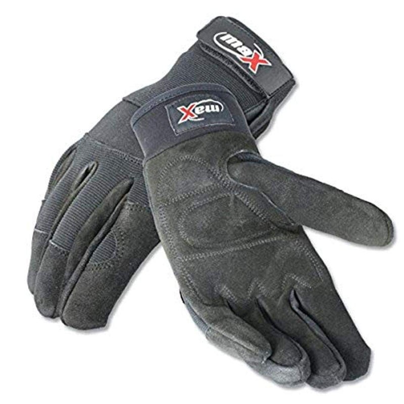 9120003-XL-BK Max 3.0 Sport Utility/Mechanics Work Gloves with Rubber Padded Palms, X-Large, Black, Polyester, Synthetic Leather