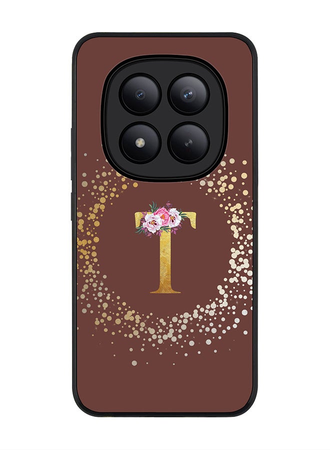 For Xiaomi Redmi Note 15 Pro+ / Poco M8 Pro Case,Slim fit Camera Protection, Shockproof Thin Phone cover  - Custom Monogram Floral - T  (Brown )