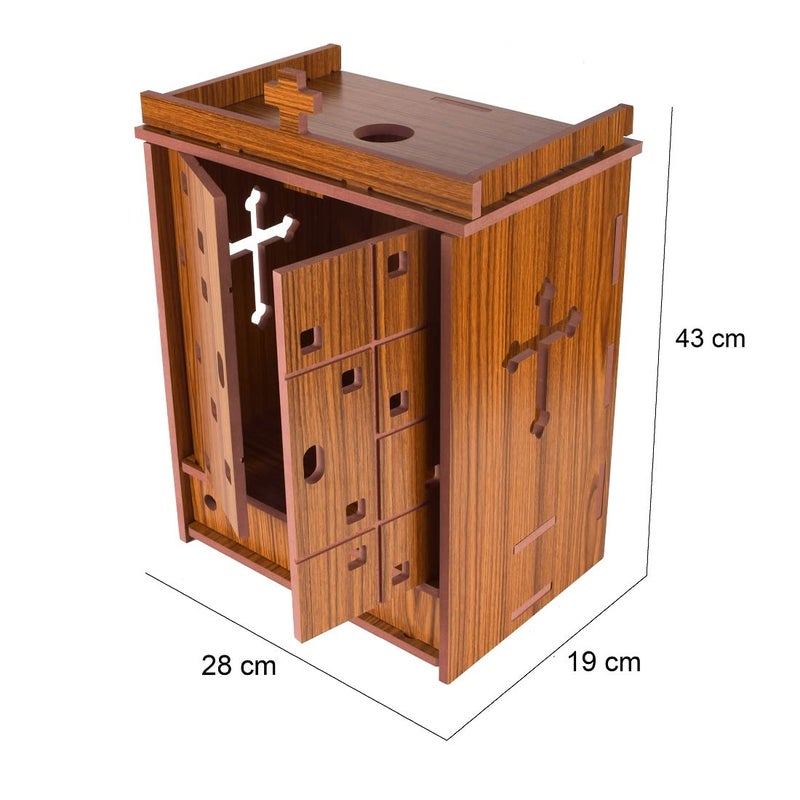 Nexat باب خشبي MDF متميز | معبد بوجا للمنزل والمكتب والهدايا | معبد زخرفي مدمج (450) - Image 3