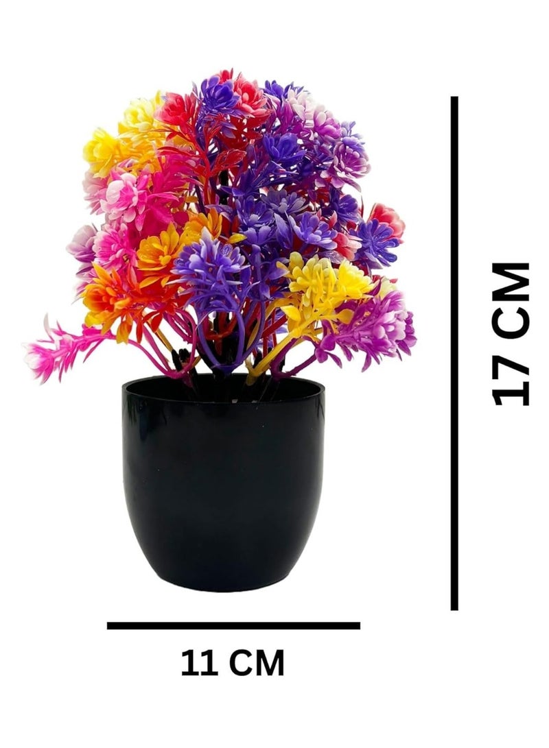 Dekorly نباتات ديكورلي الاصطناعية في أصص، نباتات منزلية صغيرة اصطناعية داخلية في أصص، نباتات صناعية صغيرة لتزيين المنزل والحمام والمكتب والمنزل الريفي (أصيص أسود مستدير) - Image 2