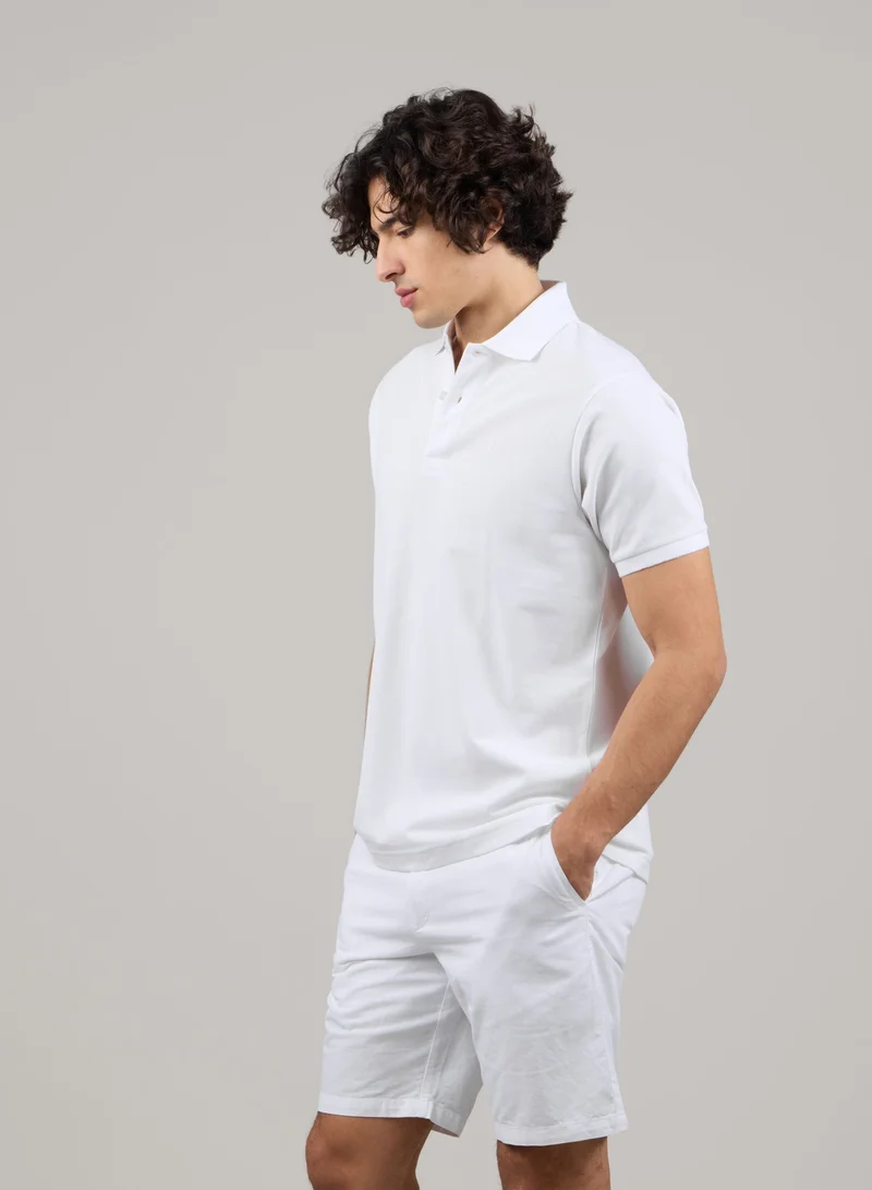Just Nature White Regular Fit Pique Polo Shirt for Men | Best Price UAE