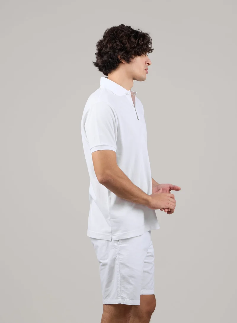 Just Nature White Regular Fit Pique Polo Shirt for Men | Best Price UAE