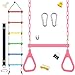 ShinyRelief 2 Pack Gym Swing Sets 48 Trapeze Swing Bar Monkey Bar Heavy Duty Chain with Locking 68ft Climbing Rope Ladder Climbing Game for Accessories Tree House Playground Outdoor Play Pink - Image 2