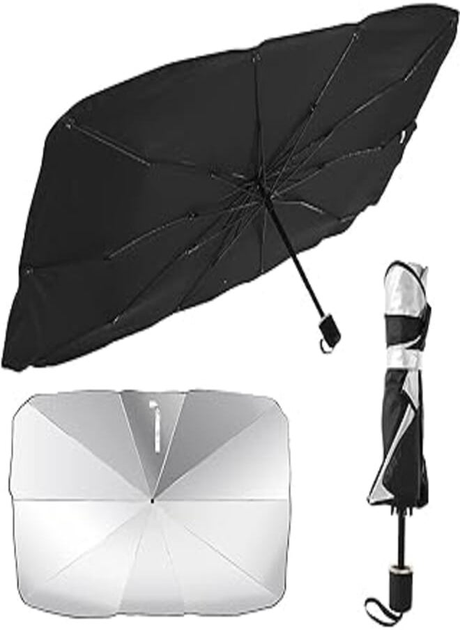 Generic - Car Windshield Sun Shade Umbrella,Foldable Car Sun Umbrella for Windshield Sun Protection Umbrella Front Sunscreen Visor Block UV Fits Most Vehicle Models - 130 * 75cm - Image 1