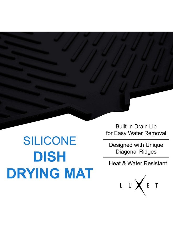 Luxet Luxet Silicone Dish Drying Mat with Built-in Drain Lip - Hygienic Drying Pad - Sturdy Compact Easy to Clean Tray Protects Surfaces Prevents Water Build Up - 23 X 17 (Black)  - Image 5