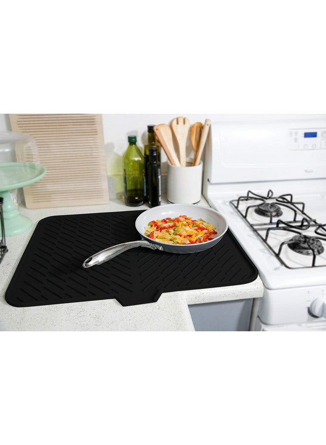Luxet Luxet Silicone Dish Drying Mat with Built-in Drain Lip - Hygienic Drying Pad - Sturdy Compact Easy to Clean Tray Protects Surfaces Prevents Water Build Up - 23 X 17 (Black)  - Image 2
