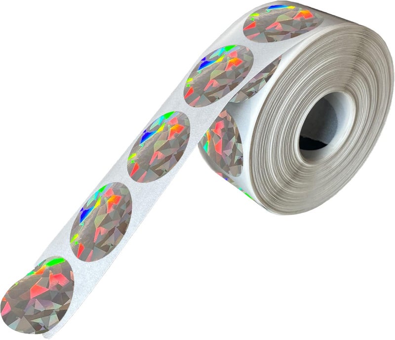 MR-LABEL Mr- Label – 1" Round Scratch Off Stickers – DIY Stickers for Gender Reveal | Reward Programs | Scratch Tickets (Holographic-Diamond, 500 Pcs) - Image 1
