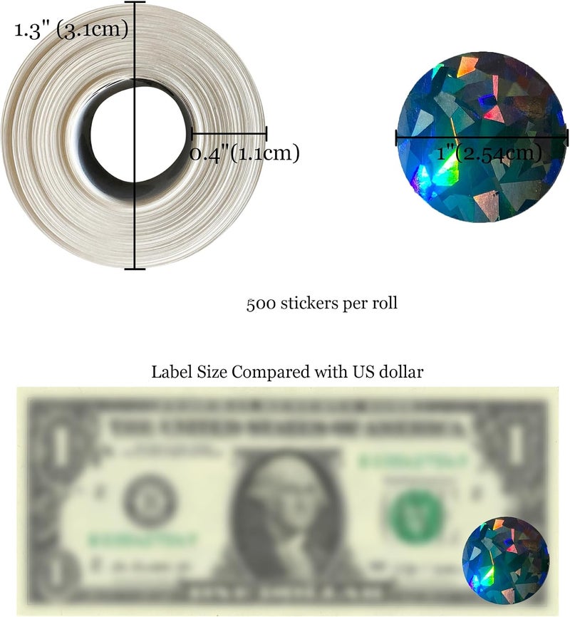 MR-LABEL Mr- Label – 1" Round Scratch Off Stickers – DIY Stickers for Gender Reveal | Reward Programs | Scratch Tickets (Holographic-Diamond, 500 Pcs) - Image 2
