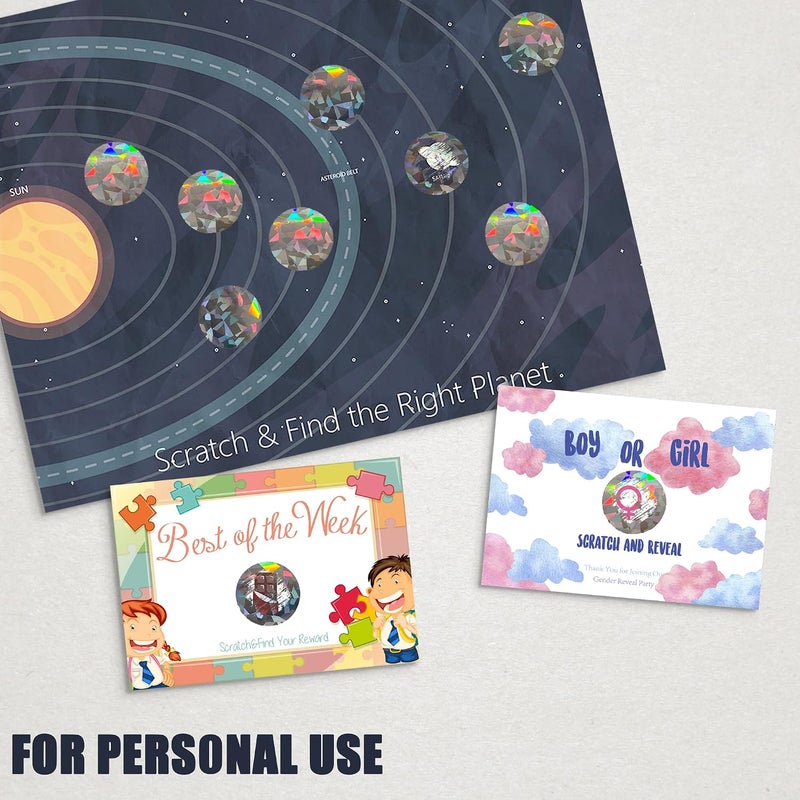 MR-LABEL Mr- Label – 1" Round Scratch Off Stickers – DIY Stickers for Gender Reveal | Reward Programs | Scratch Tickets (Holographic-Diamond, 500 Pcs) - Image 5