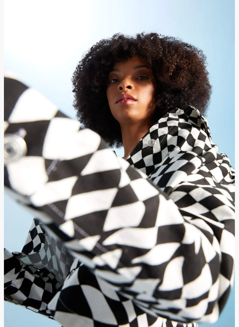 DeFacto Long Sleeve Diamond Print Shacket