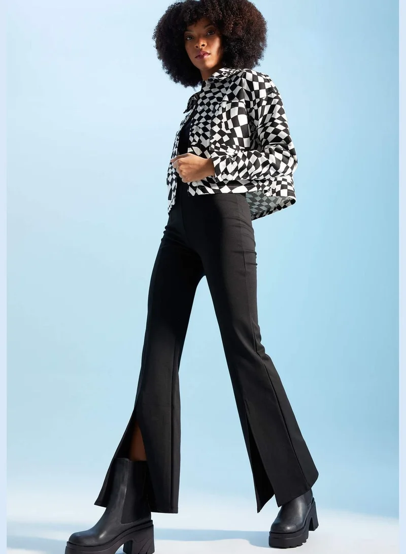 Defacto  Long Sleeve Diamond Print Shacket for Women | Best Price UAE