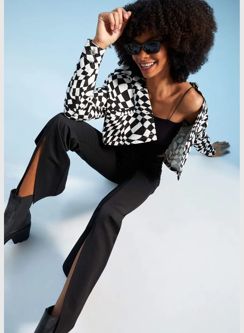 Defacto  Long Sleeve Diamond Print Shacket for Women | Best Price UAE