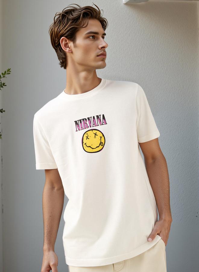 Splash FAV Nirvana Print Boxy T-shirt with Crew Neck and Short Sleeves - Image 3