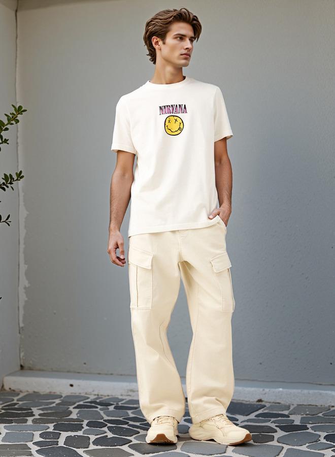 Splash FAV Nirvana Print Boxy T-shirt with Crew Neck and Short Sleeves - Image 2