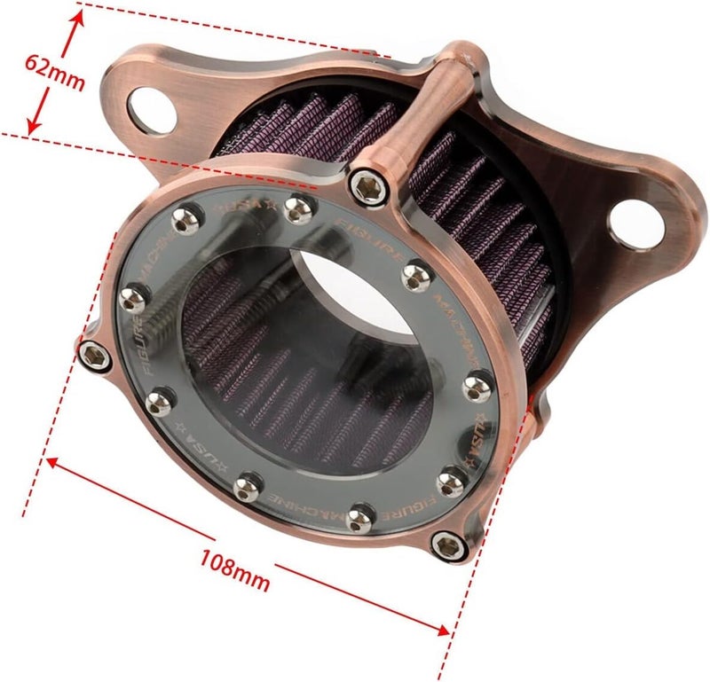 QASULER CNC Bronze Motorcycle Air Filter - Image 2