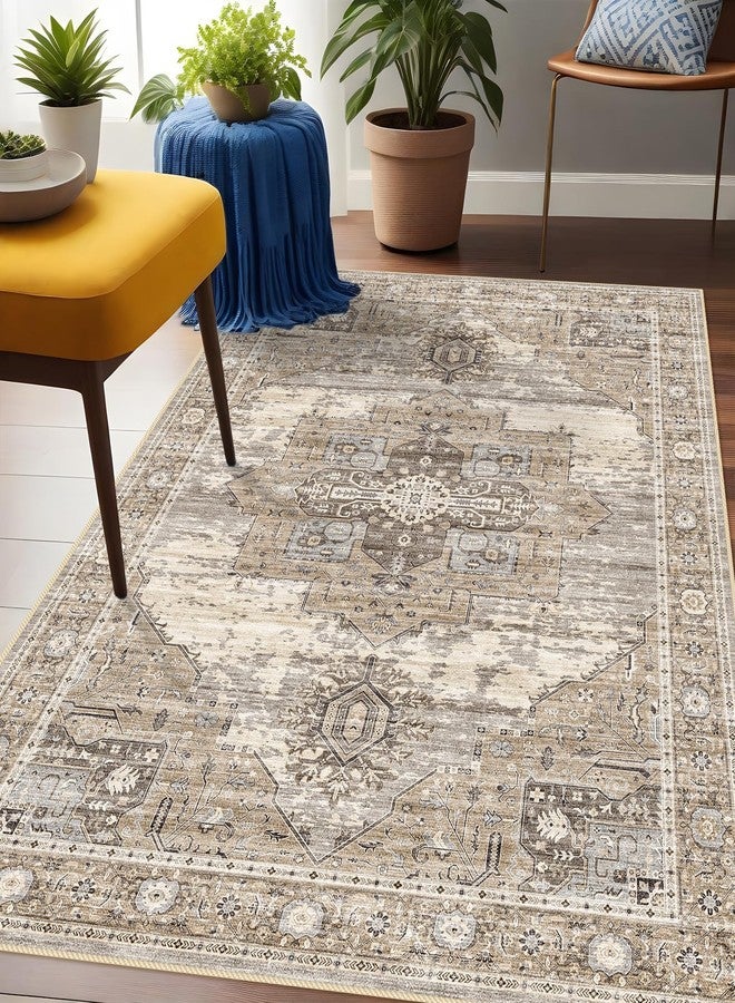 RUUGME Living Room 3x5 Area Rugs - Washable Lightweight Area Rug Stain Resistant Carpet Vintage Soft Rugs for Bedroom Kitchen entryway with Non Slip Backing Home Decor Small Mat 3X5 Beige - Image 1