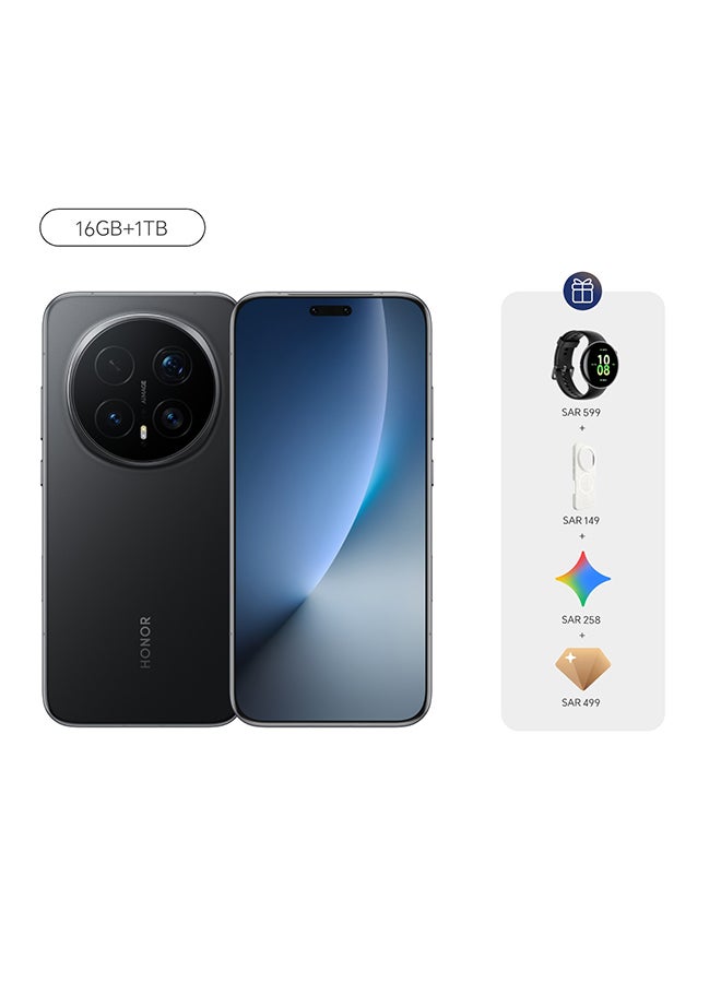 هونور Magic8 Pro 12GB RAM 512GB Dual SIM 5G Black with Honor Watch Fit - Middle East Version - Image 1