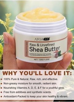 ATOANY 120g Shea Butter Pure Natural Raw Unrefined Shea Butter for Face Body Hair Moisturizing Hydrating Nourishing Soothing Shea Butter to Make Lotion and Soap Lip Balm Moisturizer  - Image 2