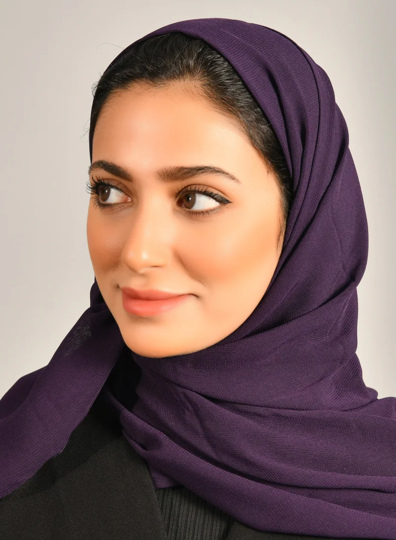 عبايات حوراء طرحه حرير بلون بنفسج داكن