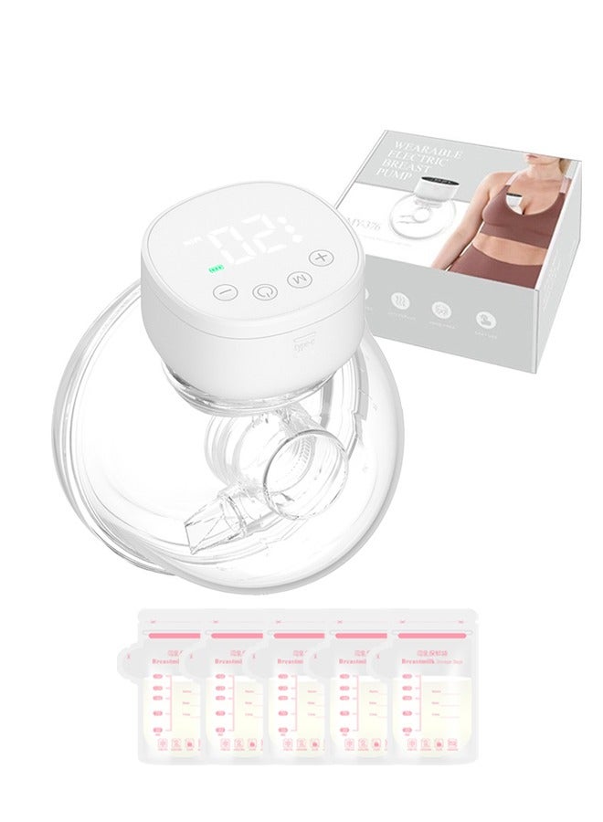 Electric Breast Pump Wearable, Hands-Free, Low Noise Painless With 3 Modes 9 Levels, And 5 Pieces Breastmilk Storage Bags - Image 1