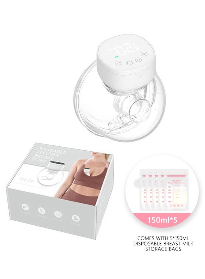 Electric Breast Pump Wearable, Hands-Free, Low Noise Painless With 3 Modes 9 Levels, And 5 Pieces Breastmilk Storage Bags - Image 2