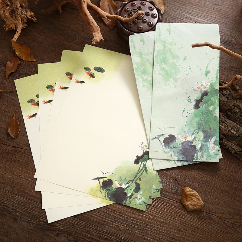Chinese Style Letter Paper Set Romantic Retro Aesthetic Confession Love Letter Paper 4 Letter Paper + 2 Envelopes - Image 1