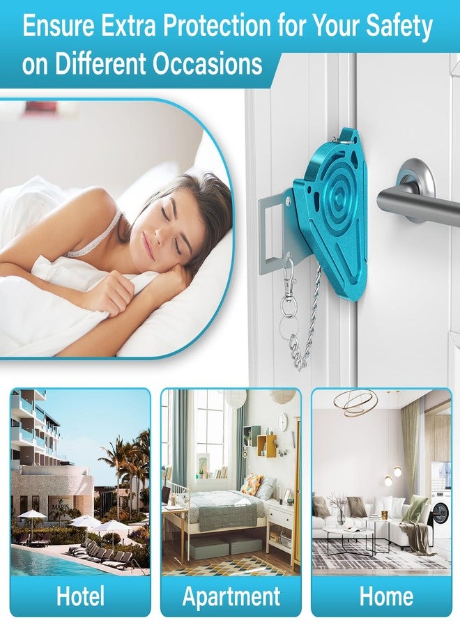 Urgeeo Metal Portable Door Lock for Travel Hotel Room Safety - Hotel Door Locks for Travelers Security, Extra Door Lock from Inside, Apartment Room Security Latches & Bolts Travel Essentials,Blue - Image 4