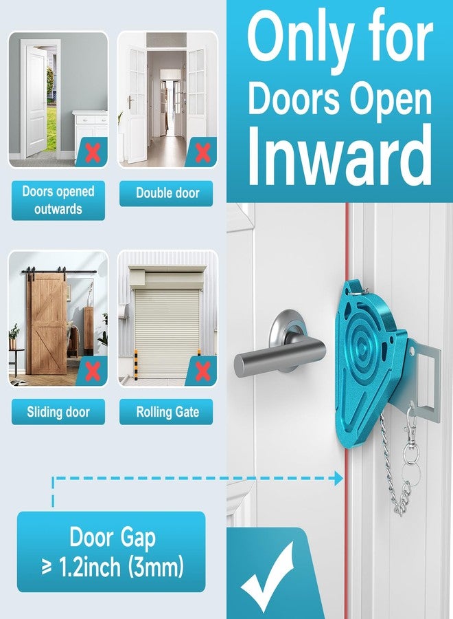 Urgeeo Metal Portable Door Lock for Travel Hotel Room Safety - Hotel Door Locks for Travelers Security, Extra Door Lock from Inside, Apartment Room Security Latches & Bolts Travel Essentials,Blue - Image 3