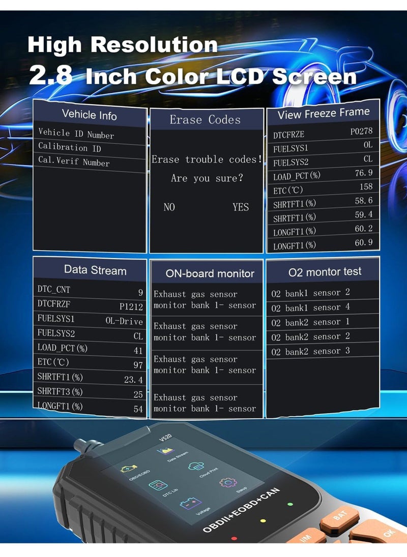 إسكدنيا أداة تشخيص OBD2 الاحترافية 2024، محرك فحص تلقائي محسن مع قراءة/مسح رمز الخطأ، 35901 رمز تشخيصي للخطأ، طباعة بيانات سحابية، قارئ رمز ماسح للسيارات بعد عام 1996 - Image 5