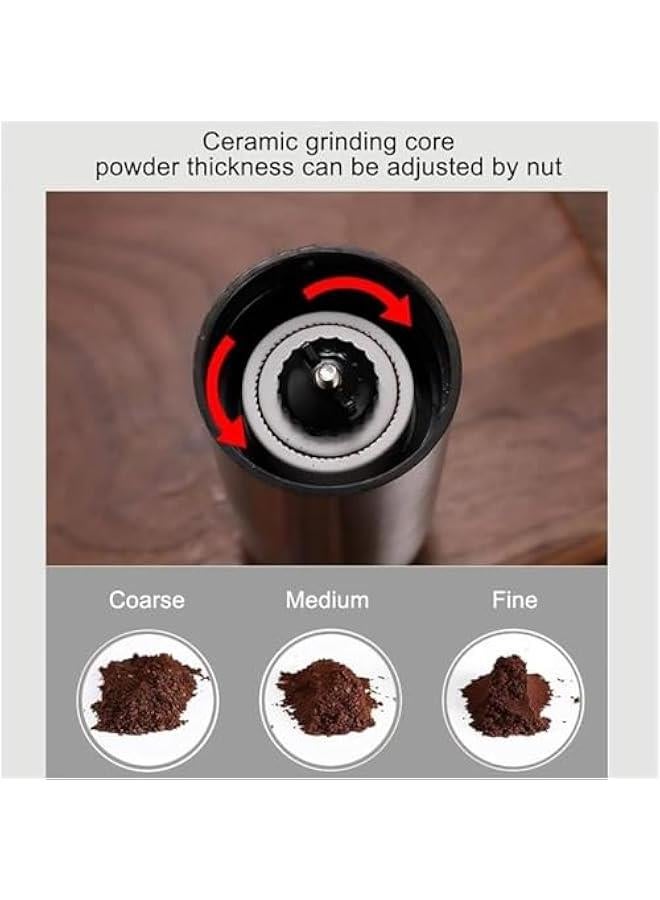HOOKOR Manual coffee bean grinder with stainless steel burrs, portable stainless steel folding handle coffee bean grinder, transparent powder bin,Silver - Image 4
