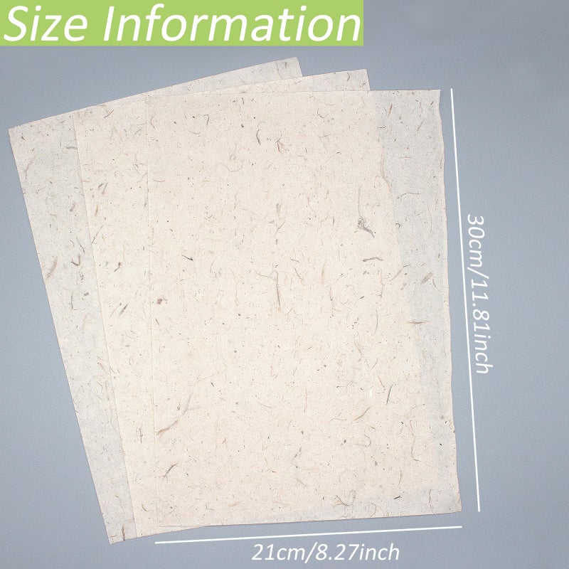 Benvo 50 Sheets A4 Natural Mulberry Paper Visible Leaves Fiber Rice Paper Printable Decoupage Tissue Paper Sheets for Writing, Painting, Card Making, DIY Crafts(8.3x11.7in, Semi Transparent Jute) - Image 2