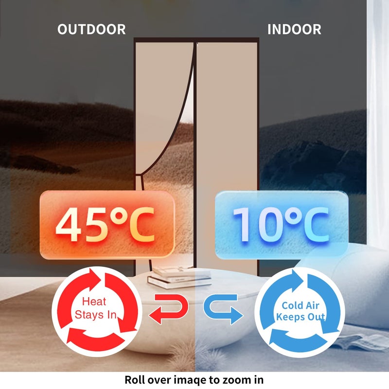Veanusiver Magnetic Insulated Door Curtain  Thermal Door Cover Door Screen Auto Closer Self-Closing Privacy Screen Door For Air Conditioner Room  Patio  Bedroom-Hands Free  Fit Doors Size Up To 34"" X 80""  Coffee - Image 4