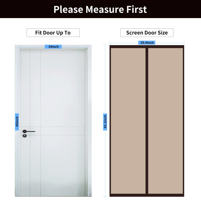 Veanusiver Magnetic Insulated Door Curtain  Thermal Door Cover Door Screen Auto Closer Self-Closing Privacy Screen Door For Air Conditioner Room  Patio  Bedroom-Hands Free  Fit Doors Size Up To 34"" X 80""  Coffee - Image 5