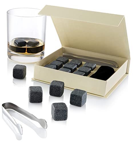 Quiseen Set of 9 Grey Beverage Chilling Stones [Chill Rocks] Whiskey Stones for Whiskey and Other Beverages - in Gift Box with Velvet Carrying Pouch - Made of 100% Pure Soapstone - by Quiseen - Image 4