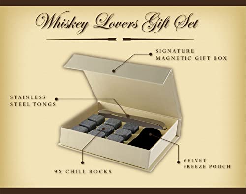 Quiseen Set of 9 Grey Beverage Chilling Stones [Chill Rocks] Whiskey Stones for Whiskey and Other Beverages - in Gift Box with Velvet Carrying Pouch - Made of 100% Pure Soapstone - by Quiseen - Image 2