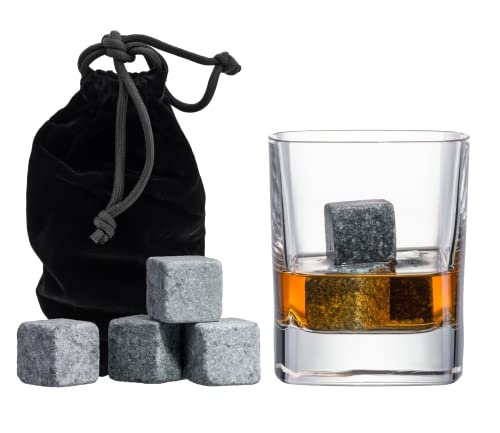 Quiseen Set of 9 Grey Beverage Chilling Stones [Chill Rocks] Whiskey Stones for Whiskey and Other Beverages - in Gift Box with Velvet Carrying Pouch - Made of 100% Pure Soapstone - by Quiseen - Image 1