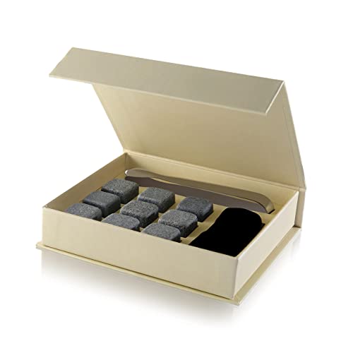 Quiseen Set of 9 Grey Beverage Chilling Stones [Chill Rocks] Whiskey Stones for Whiskey and Other Beverages - in Gift Box with Velvet Carrying Pouch - Made of 100% Pure Soapstone - by Quiseen - Image 5