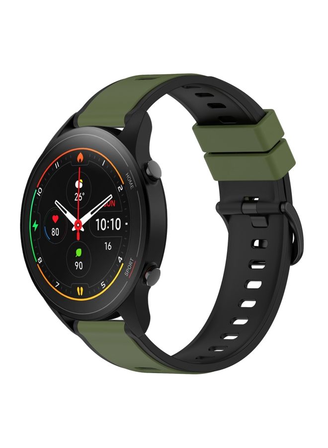 Replacement Strap For Xiaomi MI Watch S1 Pro 22mm Two-Color Silicone Watch Band Army Green + Black