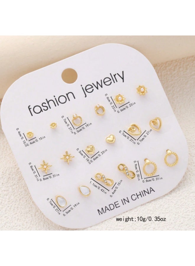 Vynara Fashion Multi Element Stud Earrings Set for Women Elegant Versatile Minimal Jewelry - Image 3