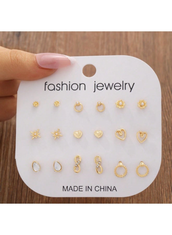 Vynara Fashion Multi Element Stud Earrings Set for Women Elegant Versatile Minimal Jewelry - Image 4