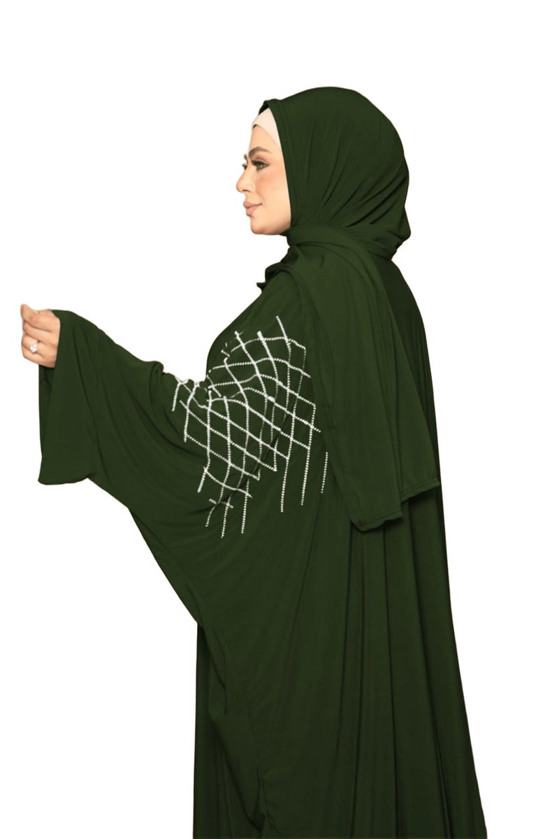 Gamal sons Premium Vison Prayer Abaya – Full Coverage & Elastic Fit Consists of 2 Pieces Model 7099 , Olive - Image 2