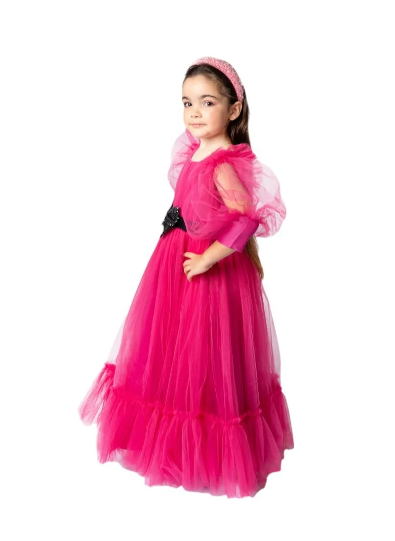 D'Daniela Bow Detailed Princess Maxi Dress Fuchsia